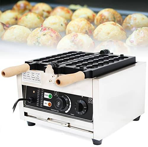 YUNYN Gofrera de Burbujas Comercial, sartenes antiadherentes de Acero Inoxidable de 1400 W, máquina para Hacer gofres Takoyaki, Temperatura Ajustable de 50-300 °C con Temporizador para delicadeza de
