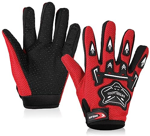 QESSUVNC Kinder Vollfinger-Winterhandschuhe, wasserdicht, perfekt für Radfahren, Wandern, Laufrad, Roller, Skateboard und Outdoor-Sportarten (rot)
