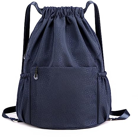 X SIM FITNESSX Sport Turnbeutel, Wasserdicht Beutel Unisex Rucksack Daypack Gym Bag, Sportbeutel Beuteltasche für Schule Sport, Reisen und Outdoor (NAVY-Musterstil)