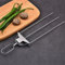 3 Wege Grillspieße, Halbautomatische Grillgabel, Edelstahl-schaschlikspieße mit Schieberegler, 3 Wege Schaschlikspieße Wiederverwendbare 3 Spieß BBQ Metall Grillspieße für Fleisch, Huhn, Würstchen
