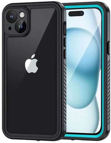 Lanhiem für iPhone 15 Hülle, IP68 Wasserdicht Handyhülle iPhone 15 Case 360 Grad Ganzkörper Schutzhülle, Stoßfest Staubdicht Outdoor Panzerhülle mit Eingebautem Displayschutz, Blau