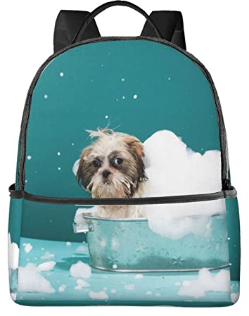 FJAUOQ Muster von Licht Rucksäcke für Mädchen Jungen, Grundschule Taschen Kindergarten Büchertaschen Rucksack für Schule, Badewanne und Hund, One size