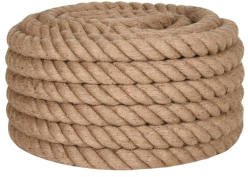 Homgoday Corde en jute de chanvre - Corde de jardin - Corde lourde - Corde de bricolage pour jardin, artisanat, art floral, bricolage et décoration - 5 m de long - 50 mm d'épaisseur