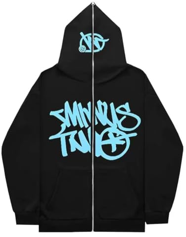 Heypres Minus Two Cargo Hoodie Herren Y2K Kapuzenpullover Hip Hop Streetwear Urban Pullover Unisex Casual Jacke