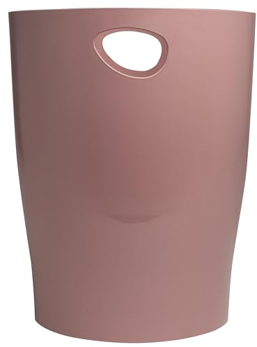 Exacompta - Ref 45338D - Papelera con asas ECOBIN Skandi - Gran capacidad de 15 litros - Dimensiones 26,5 x 26,5 x 33,5 cm - Para oficina o hogar - Rosa antiguo