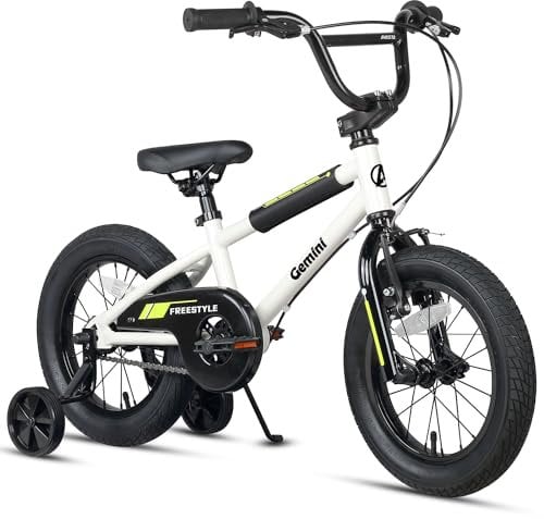 AVASTA 16 Inch Little Kids Bike für über 4 Jahre alte Jungen Mädchen Jugend BMX Style Fahrrad mit Stützrädern Coaster & hinten V-Bremse, Weiß