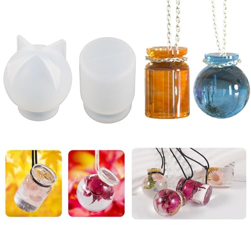 Finyoffiy Lot de 2 moules en résine époxy 3D en forme de mini sphère en résine époxy pour femme, collier, décoration de bijoux