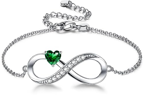 CERSLIMO Armband Unendlichkeitszeichen, Infinity Armband Damen Silber 925 mit Grün Herz Zirkonia Schmuck Geschenke Muttertag Geburtstag Valentinstag mit Geschenkbox für Freundin Frauen Mädchen Mama