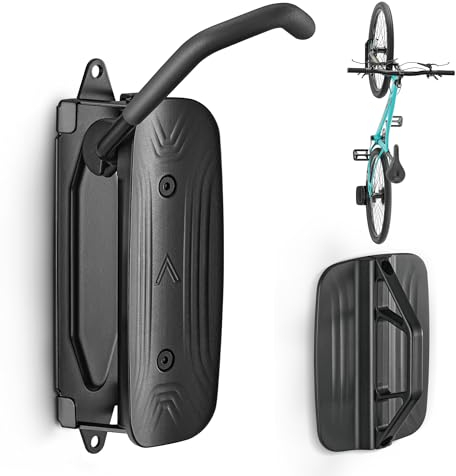 monTEK Schwenkbare Fahrrad Wandhalterung, Fahrradständer für die Garage, Fahrradhalterung Wand, platzsparender Wandfahrradständer, Vertikaler Fahrradständer, Hält bis zu 30 kg, Schwarz