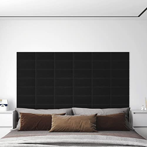ZEYUAN Paneles de Pared 12 uds, Paneles Decorativos para Pared, Revestimiento De Paredes, Murales Decorativos Pared, Decoracion Cocina, Tela Negro 30x15 cm 0,54 m²