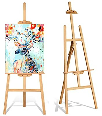 Staffelei Holz Groß Staffelei Hochzeit Willkommen 175 cm Staffelei Ständer für Hochzeitsschild Poster, Staffelei Kinder, Verstellbare Standstaffelei bis 105cm, Willkommensschild Hochzeit Staffelei