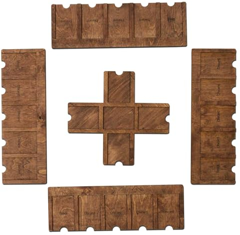 GUYTRENDz Custom SKIPBO Card Game Player Organizers - SKIPBO Game Board - Handmade SKIPBO Gameboard | Complete Set - 4 Player Trays + 1 Center Console | Red Oak