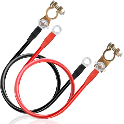 CarBole 2 Stück Batteriekabel 16mm² 50cm,100A,5AWG,Batteriekabelsatz mit Ringklemmen,Kupferkabel Kupfer Stromkabel,Autobatteriekabel für Wohnmobil, Massekabel