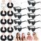 Joycabin 20 Stück JGA Brille Team Braut Haargummi,Bride Partybrille Frameless Herz Brille,10 Herzförmige Brille+10 Bride Haargummi,JGA Partybrillen und JGA Deko Accessoires für Hochzeit Party(Schwarz)