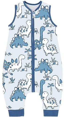 Chilsuessy Baby Schlafsack mit Füße 1.5 Tog Ganzjahres Schlafsack Baby Schlafsäcke ohne Ärmeln Babyschlafsack mit Beinen für Säugling Kinder, 1.5 Tog/Dinosaurier, 100cm/Baby Höhe 110-120cm