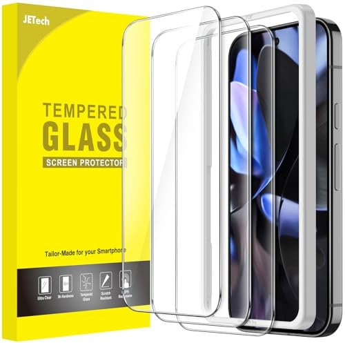 JETech Screen Protector for Google Pixel 9 / Pixel 9 Pro, Tempered Glass Film with Easy Installation Tool, Fingerprint Compatible, HD Clear, 3-Pack