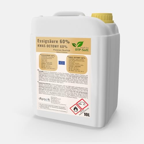 10 l d'acide acétique 60% - essence de vinaigre de qualité supérieure 10 litres | acide acétique 10l 60%