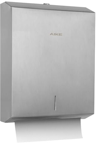 AIKE Distributeur d'essuie-Mains 400 Feuilles en Acier Inoxydable avec Serrure AK5181 (H2 & Z-Fold Papier plié 27 x 10 cm ou Plus Petit)