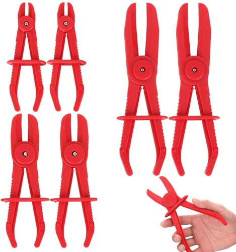 Schlauchklemmenzang, 6 Teiliges Schlauchklemmen Zangen Set, 3 Größen Schlauchschellen, Abklemmzange mit Sicherungsring, Bremse Fuel Klemme Zange, Für Flexible Schläuche, Kraftstoffschläuche, Rot