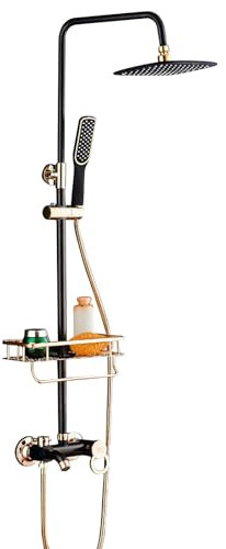 Yolispa Juego de grifo de ducha de baño de 3 funciones con cabezal de ducha de lluvia de alta presión y de mano, grifo de ducha para bañera, accesorios de baño