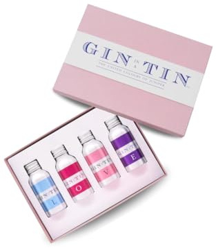 Gin In A Tin - London Dry Gin Gift Set, of Four Valentine’s Tipples - Valentine's Day Gift - Mother’s Day Gift - Distilled in Small Batches - Produced in the UK - 4 x 35ml Tins of Gin, 40% ABV.