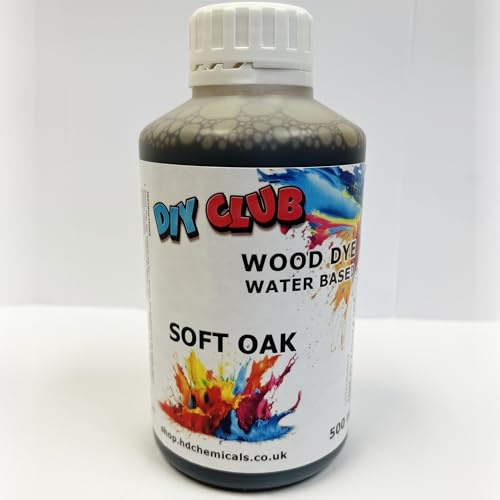 Water-Based Wood Dye, Wood Stain 500ml, 1000ml. Eco-Friendly, Non-Toxic, for DIY Interior Projects, Quick Dry, Furniture.Black, Red, Green, Blue, Pine, Oak, Brown, Mahogany, (Soft Oak, 500ml)
