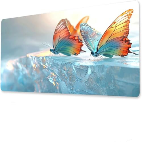 Butterfly large mouse mat gaming, 1200x600x5mm mouse pad extended, Mousepad Large mouse pad gaming, Office desk mat, with slip base desk pad edge, Mousepad gaming waterproof animal X-3