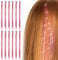 Bighan Lot de 12 Extensions de Cheveux à Clipser Rose, Mèches de Cheveux Pailletées Barrettes à Cheveux Clips Étincelantes - Accessoire Cheveux pour Femme/Fille