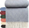 STTS International Wolldecke 100% Schurwolle Wohndecke 140 x 200 cm Tagesdecke Schurwolldecke Woll-Plaid Tirol in vielen Farben erhältlich (Hellblau (D-V))