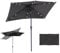 Fiqops Sonnenschirm LED Solar 210 x 140cm mit Kurbel | Sonnenschirm Rechteckig Sonnenschutz UV50+ Knickbar, Ampelschirm Terrassenschirm wasserdicht für Garten, ohne Ständer, Grau