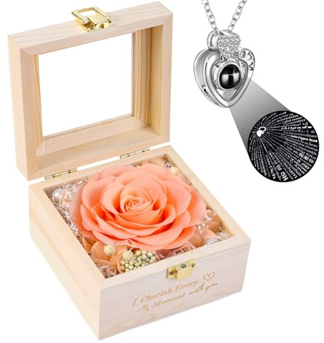 PatNlevs Ewige Rose Geschenke für Frauen, Geschenk Mutter, Geburtstagsgeschenk für Frauen, Konservierte Rose & Schmuck Geschenkbox für Freundin Mutter Ehefrau