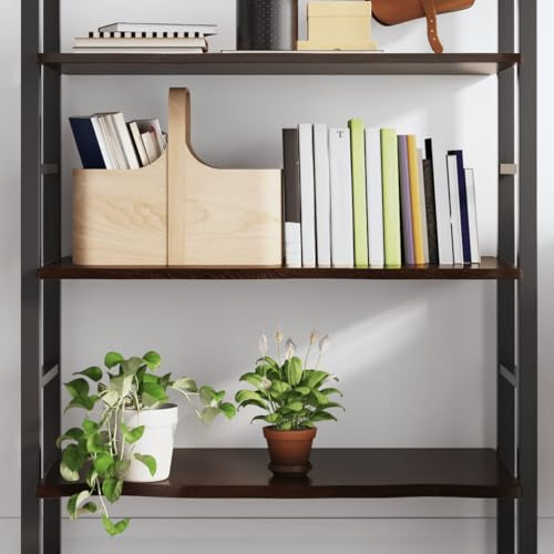 IBUQDDV Ripiano a Parete in Legno Massello di Rovere Rustico, Mensola Sospesa con Bordi Vivi per Interni, Finitura Scura Naturale, 80x60x2 cm, Portata Massima 38.4 kg, Ideale