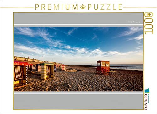 CALVENDO Puzzle Borkum, Badekarren im Sonnenuntergang 1000 Teile Puzzle quer | Lege-Größe cm Foto-Puzzle für glückliche Stunden