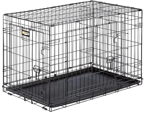 Ferplast Zusammenklappbares Hundekäfig DOG-INN 90. Faltbox für Hundewelpen, Metallgitter-Transportbox, inklusive Trennwand, zwei Türen mit Sicherheitsverschluss, 92,7 x 58,1 x h 62,5 cm Schwarz
