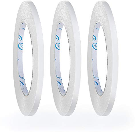 3Rollen Doppelseitiges Klebeband zum Basteln,Extra Stark Selbstklebeband 6mm-Breit Schmal Klebestreifen für Bastel,Scrapbooking,Fotos,Einladungskarten,Papier,DIY Handwerk Büro Schule Schreibwaren 90m