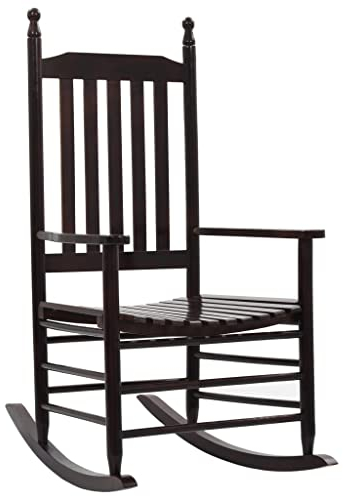 vidaXL Pappelholz Schaukelstuhl mit gebogener Sitzfläche Gartensessel Gartenstuhl Relaxstuhl Ruhesessel Sessel Schwingstuhl Schwingsessel Holzstuhl Braun