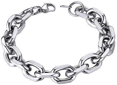ChainsHouse Armkette Herren Rolo Kette Armband 19cm/12mm Ankerkette Armreif Rolokette Armband Silber Jungen Edelstahl Ersatzkette Gliederkette Armbänder Herren Kettenarmband Modeschmuck für Vatertag