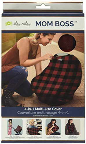 Itzy Ritzy Funda de lactancia 4 en 1, funda de asiento de coche, funda para carrito de compras y bufanda infinita, transpirable, funda multiusos para lactancia, Buffalo Plaid