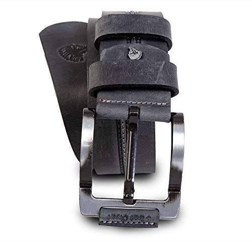 Rock Creek Designer Herren Ledergürtel Echt Leder Herrengürtel Breit Jeansgürtel Anzuggürtel Büffelleder Accessoires G-014 Schwarz 130