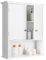 COSTWAY Armoire de Salle de Bains Armoire Murale Armoire à Pharmacie avec 2 Porte et 3 Etagères Rangement Dont 1 Paroi Réglable sans Miroir Couleur Blanche en Bois (Blanc)