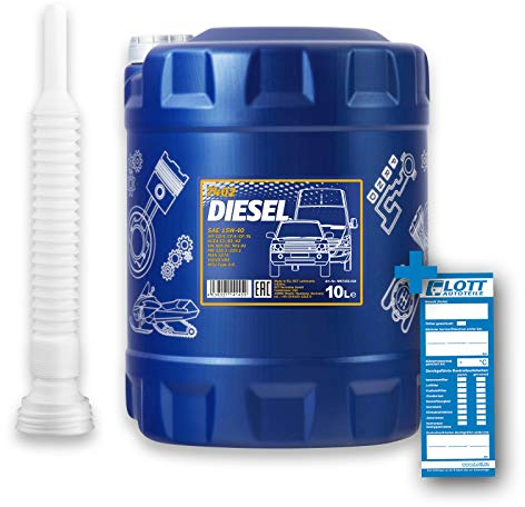 MANNOL Diesel 15W-40 Motoröl 10L + Auslaufschlauch Ölschlauch
