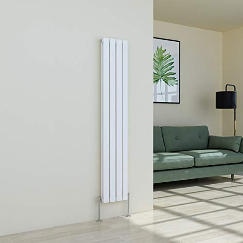 Warmehaus Vertical Designer Radiator Flat Panel Modern Heating Double White Radiator 1600 x 274mm