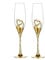 LANLONG Set of 2 Wedding Champagne Flutes Glasses, Gold Creative Heart Crystal Glass Toasting Cups for Couples Gift Set, Champagne Glasses Gift Set for Bride and Groom, Engagement, Party
