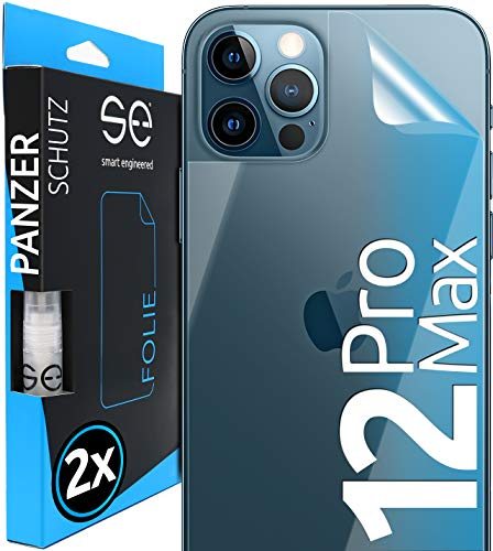 2x se® 3D SCHUTZFOLIE Rückseite Transparent für Apple iPhone 12 Pro Max ,Selbstheilend, Backcover, einfache blasenfreie Installation, Ultra-Klar,Schutz vor Schmutz, Stoß-Kratzfest, aus Deutschland