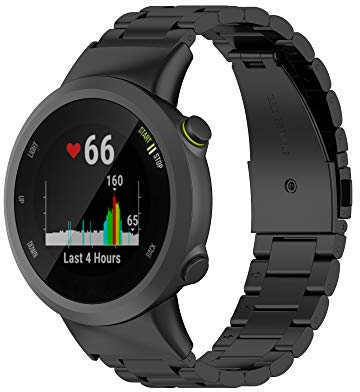 Yikamosi Compatible con Garmin Forerunner 45 Correa,liberación rápida Pulsera de Acero Inoxidable Pulsera de Repuesto para Garmin Forerunner 45/Forerunner 45 S/Swim 2,Negro