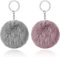 HICARER 2 Stücke Pom Poms Schlüsselanhänger Flaumig Faux Pompoms Schlüsselring Weiche Plüsch Schlüsselring Ornament Anhänger Zubehör für Damen Mädchen Frauen (Grau, Miniatur Braun)