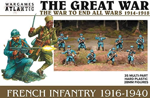 Wargames Atlantic The Great War - Franska infanteri 1916-40 (35 figurer) Hård plast i flera delar (HÖG Impact POLYSTYRENE) 28 mm figurer... ..