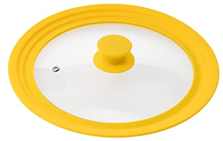 bremermann® Universal-Glasdeckel mit Silikonrand, 24/26/28 cm, mittel (Gelb)