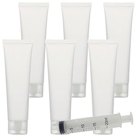 ZEOABSY 6 Pieces Empty 100ml Refillable Plastic Squeezable Frosted Translucent Bottles with Flip Cap, Travel Soft Squeeze Cosmetic Tubes with Flip Top Screw Caps for Shampoo Soap Lotion Containers