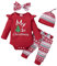 La mia prima bambina di Natale outfit per lettere di albero di Natale stampa per cannone a manica lunga pantaloni lunghi vestiti per cappello a fascia cadente 4pcs set rosso 9-12 mesi